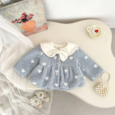Baby Girl Fluffy Hearts Bow-Collar Jacket