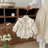 Baby Girl Strawberry Lace Collar Bubble Romper