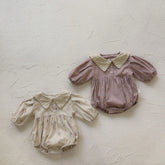 Baby Girl Vintage Floral Rosette Collar Bubble Romper