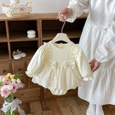 Baby Girl Embroidered Lace Bow Bodysuit Dress