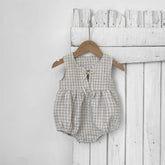Baby Girl Plaid Bow Bubble Romper