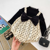 2 Pc Baby Girl Polka Dot Big Bow Bodysuit Shorts w/ Top