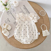 Baby Girl Polka Dot Crochet Collar Bodysuit