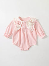 Baby Girl Waffle Knit Bunny Point Tip Collar Bodysuit