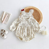 Baby Girl Autumn Bunny Ears Collar Bodysuit