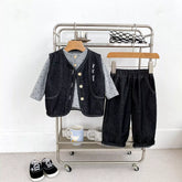 3 Pc Baby Boy Polka-Dot Shirt, Denim Vest & Pants Set