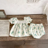 Baby Girl Blue Floral Bodysuit Set