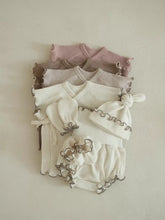 3 Pc Baby Girl Lettuce Edge Waffle Knit Set