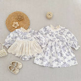 Girls Vintage Style Lavender Floral Bodysuit Dress