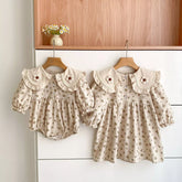 Girls Vintage Floral Ruffle Collar Bodysuit or Dress