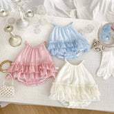 Baby Girl Low Waist Ruffle Bodysuit Halter Dress
