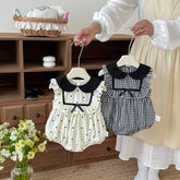 Baby Girl Square Ruffle Bib Bodysuit