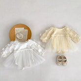 Baby Girl Flower Sleeve Mesh Skirt Dress