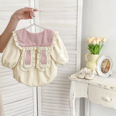 Baby Girl Corduroy Bunny Ears Collar Bodysuit