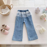 Toddler Girls Sheer Lace Skirt Denim Jeans