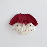 Baby Girl Cherry Long Sleeve Bodysuit Dress