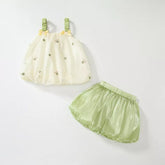 2 Pc Baby Sheen Bubble Blouse & Shorts Set