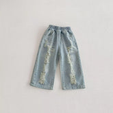 Kids Unisex Ripped Straight Leg Denim Jeans