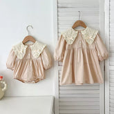 Girls Mini Bow Detail Peter Pan Collar Dress or Bodysuit