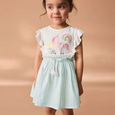 Girls Unicorn Summer Flutter Sleeve Dress