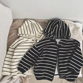 Unisex Kids Stripe Knitted Zip Up Hoodie