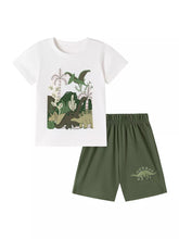 2 Pc Boys Green Dinosaur Tee Shirt & Shorts Set