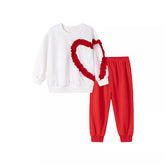 2 Pc Baby Girl Red Heart Sweatshirt & Pants