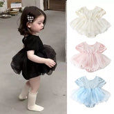 Baby Girl Ballerina Sheer Bubble Skirt Ribbed Bodysuit