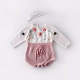 Baby Girl Knit Flower Crochet Bodysuit