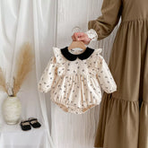Baby Girl Mini Ribbon Bow Contrast Collar Bodysuit