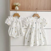 Girls Flower Daisy Embroidered Bodysuit Dress