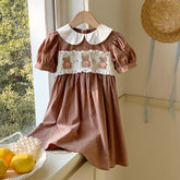 Girls Smocked Bodice Bear Collar Dress
