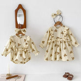 2 Pc Girls Long Sleeve Bear Print Dress/Bodysuit