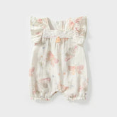 Baby Girl Square Neck Butterfly Boho Romper