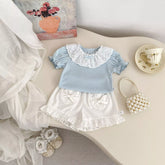 2 Pc Baby Girl Ribbed Tee & Hearts Pocket Shorts
