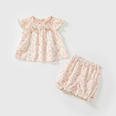 2 Pc Baby Girl Smocked Floral Shirt & Shorts Set