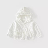 Girls Light Embroidered Lace Ruffle Jacket