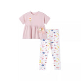 2 Pc Girls Spring Blossom Tee & Leggings Set
