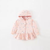 Girls Running Unicorn Print Ruffle Hem Hoodie
