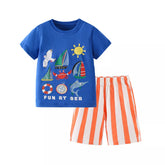 2 Pc Boys Fun at Sea Tee & Shorts Set