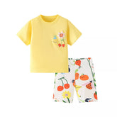 2 Pc Girls Fruits & Veggies Tee Shorts Set