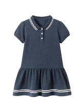 Girls Drop Waist Stripe Polo Dress