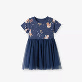Girls Bear & Unicorn Starry Night Print Tee Dress