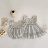 Girls Striped Bib Bodysuit/ Dress