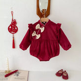 Baby Girl Fleece Lined Bow Qipao Bodysuit