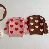 Baby Girl Fuzzy Hearts Pullover Knit Sweater