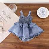 Baby Girl Denim Smocked Bodysuit Dress
