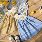 Girls Rubber Ducky Bib Gingham Dress