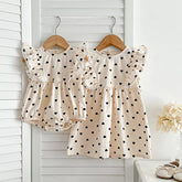 Girls Heart Print Cotton Ruffle Bodysuit Dress