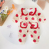 Baby Girl Strawberry Print Fleece Romper